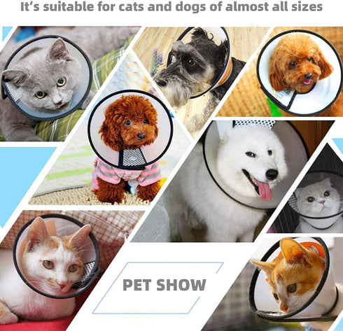 Adjustable Plastic Pet Recovery Collars & Cones for Dogs and Cats After Surgery, Elizabeth E-Collar to Prevent Biting