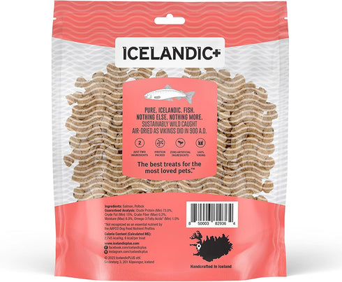 Icelandic+ Mini Fish Chips: Salmon 9oz - Dog Treats for Training & Small Dogs, 2 Ingredient Air-Dried Crunchy Chips