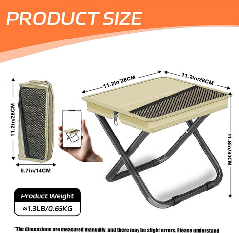 220LBS Portable Pocket Stool Seating,Ultralight Foldable Camp Stool with Compact Carry Bag, Heavy-Duty Capacity