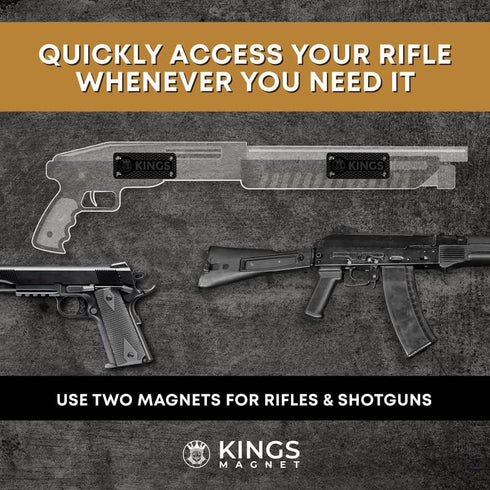 Gun Holder, Rubber Coated Magnetic Concealment Mount for Pistols, Rifles, and Shotguns for Hidden Storage
