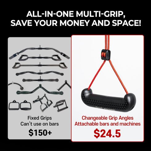 GD Fly Grip Pull Up Handles for Neutral Grip & LAT Pull Down Attachments, Perfect Grips for T-bar Row, Gym Equipment
