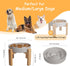 8.8 inch Elevated Slow Feeder Dog Bowl - Puzzle Maze Dish with Bamboo Stand - Raised Ceramic Food Bowl for Medium