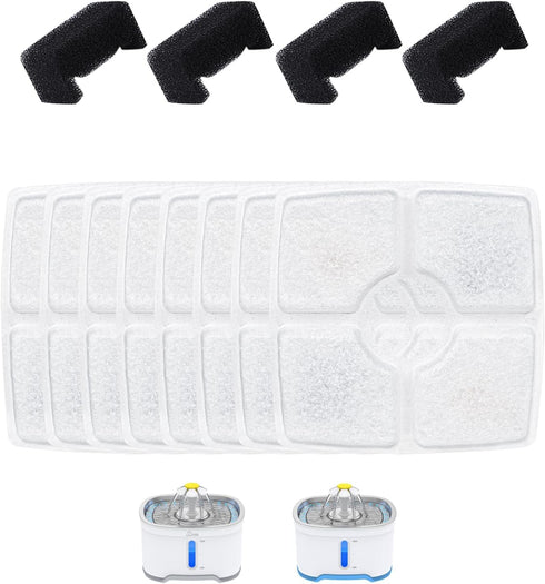Wonder Creature Cat Water Fountain Filter, 8 Replacement Filters & 4 Pre-Filter Sponges for 2.5L Pet Fountain