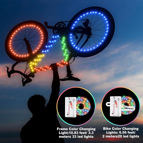 3 Woanger Pcs LED Bike Lights for Night Riding Bicycle Frame and Wheel Lights Battery Powered Bike Accessories Gifts