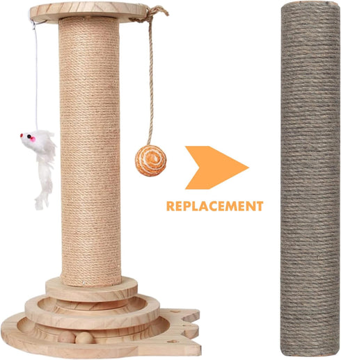 Barelove 4 Pack Replacement Cat Scratching Post, 15.7“ 7.9" Natural Sisal Rope for Indoor Kittens Tower, Grey