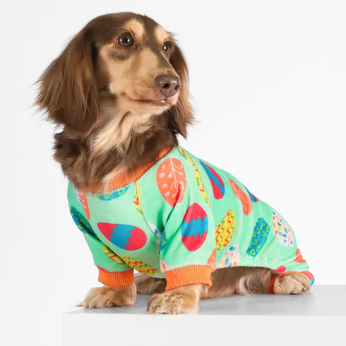 Fitwarm Easter Egg Dog Pajamas, Holiday Clothes for Small Dogs, Lightweight Velvet Pet Outfit (Light Green, Orange,