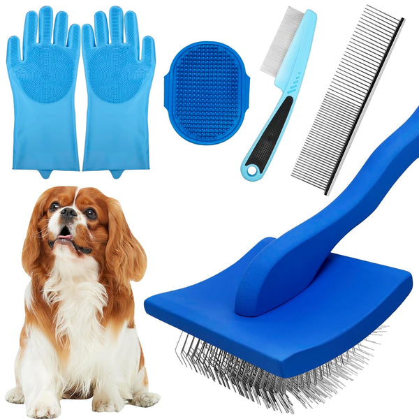 Krobalina Dog Grooming Brush Set 5-Piece Kit for Medium & Long-Haired Dogs |