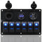 FXC Waterproof Marine Boat Rocker Switch Panel 6 Gang with Dual USB + Cigarette Lighter