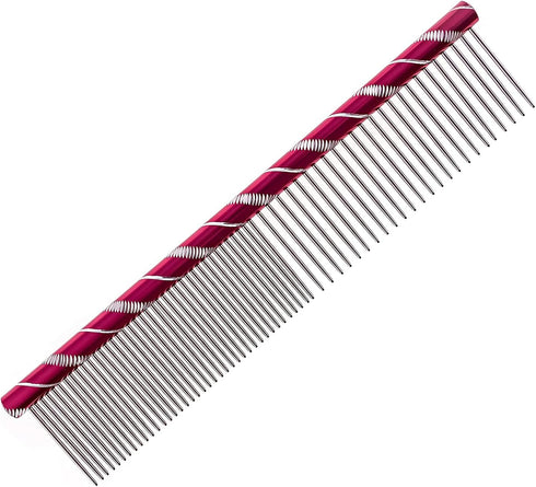 Dog Comb By MEKBOK - Grooming Tool for Medium to Thick Coats - 8 Inch Length with Rounded Spine for Cats and Dogs