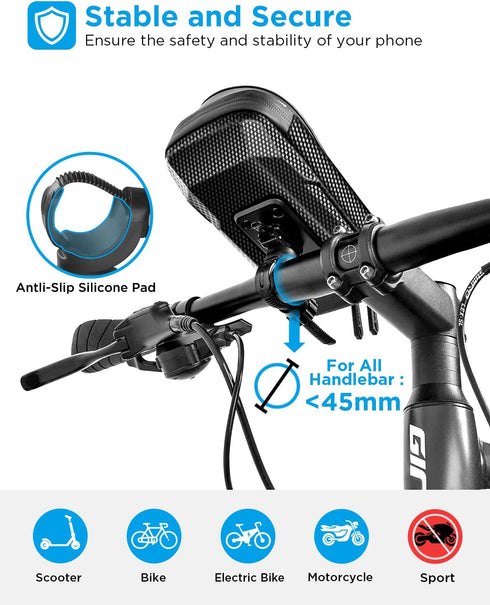 Commutes 7" whale falll Bike Handlebar Bag Waterproof, Quick Release Phone Holder Mount with Touchscreen, Stable