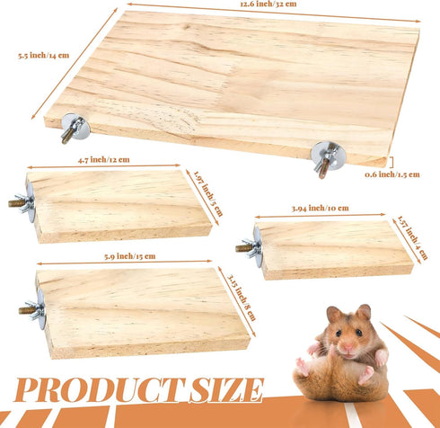 BILLIOTEAM 4-Size Bird Platforms with Wood Perches and Stand Boards - Habitat Cage Corner Shelves with Stainless Steel