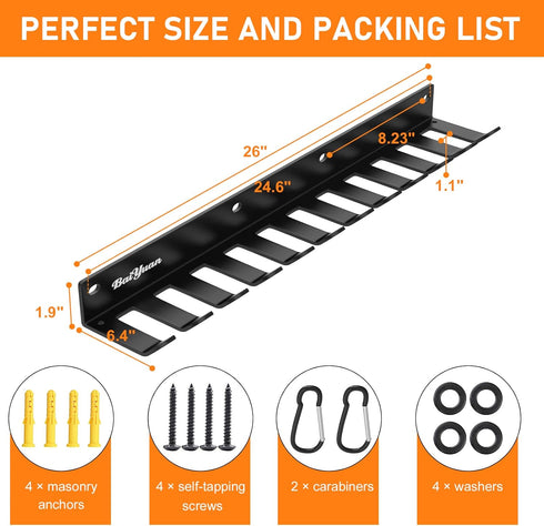Home Gym Storage Rack, Multi-Purpose Heavy Duty Wall Mount Barbell Rack for Gym Equipment