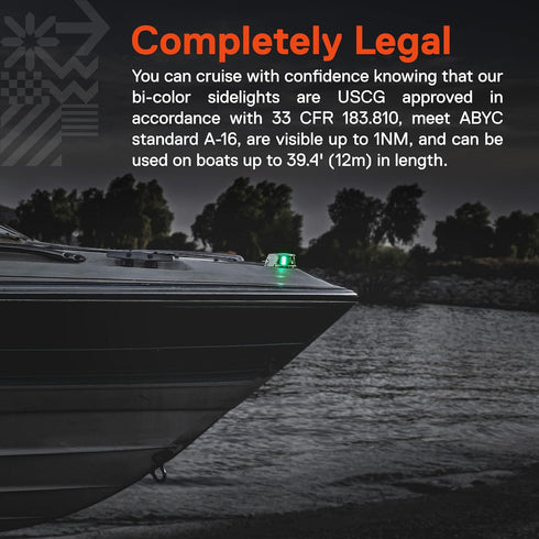 TRUE MODS Red Green LED Marine Navigation Bow Light - Waterproof Chrome & ABS, 2 Nautical Mile Visibility for Boat