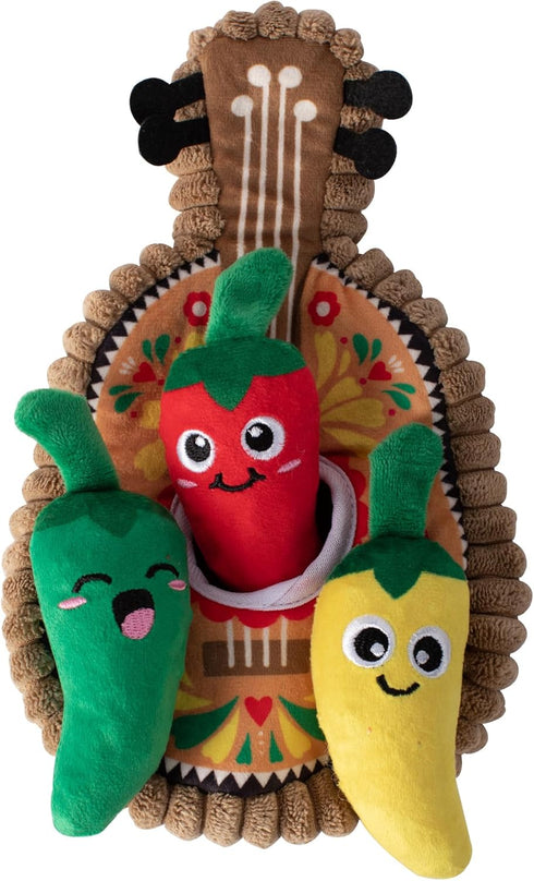 Fringe Studio Plush Dog Toy Set, Interactive Hide and Seek Play, Fiesta Till You Siesta Collection (289226)