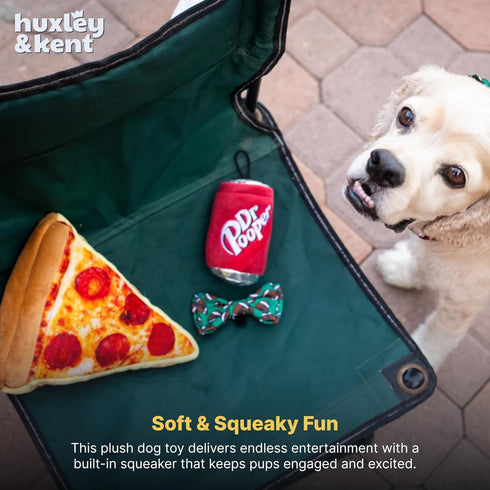 Huxley & Kent Plush Dog Toy w/Squeaker - Pup-eroni Pizza, Cute & Tough Stuffed Toy for Small & Large Dogs