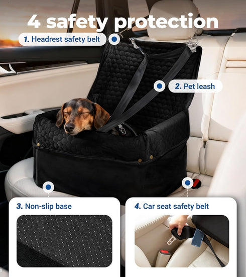 Wagora 35 lbs, Dog Car Seat for Small Medium Dogs, Travel Pet Car Bed with Removable Waterproof Cover, Memory Foam Dog