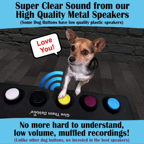 Cat & Dog Buttons for Communication, Recordable Talking Pet Button Starter Gift Set, 6 Training Buttons with Mat
