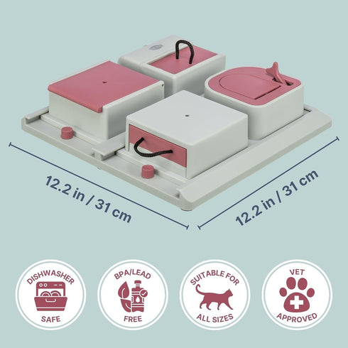 4 12.2 12.2 2.5 TRIXIE Cat Activity Poker Box Strategy Game Interactive Puzzle Toy with Modules Treat Puzzle Feeder