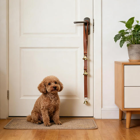 BOUYOTA Dog Door Bells for Potty Training, Big Brass Puppy Housebreaking Bell with Leather Strap, Train Your Dog