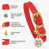 BRONZEDOG Leather Cat Collar with Removable Bells, Non-Breakaway Kitten QR Tag for Girl Boy, Red & Gold (9" - 12")