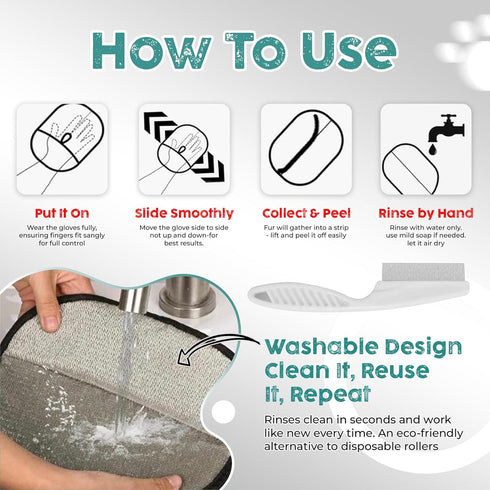 NAVZA 2PCS 2 Pet Hair Removal Glove Kit Electrostatic Pet Hair Remover Glove for Dog & Cat, Upgraded Reusable Magic