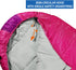 REDCAMP Kids Mummy Sleeping Bag for Camping, 3 Season Cold Weather, Fits Boys, Girls & Teens, Blue/Rose Red