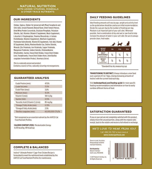 Instinct Ultimate Protein Grain Free Cage Free Chicken Recipe Natural Dry Cat Food, 4 lb Bag