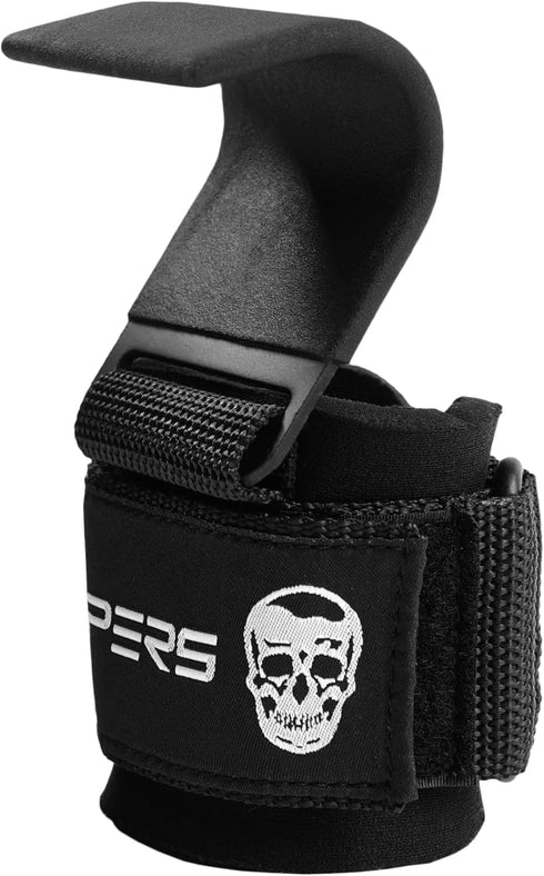 Gymreapers Weight Lifting Hooks (Pair), Heavy Duty Power Wrist Straps for Deadlifts, Pull Ups, Gym Gloves