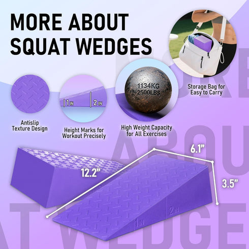 Folaps Squat Wedge Block with Guide for Heel Elevated Squat Weightlifting Slant Board for Squats with Carry Bag