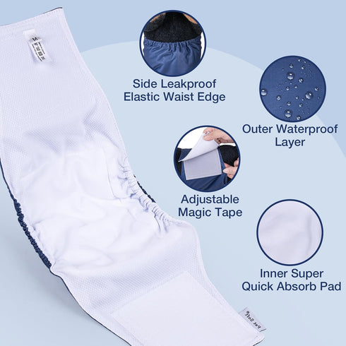 Pet Soft Dog Belly Band - 3 Packs Reusable Male Dog Diapers Belly Wraps, Washable Belly Bands for Male Dogs (Classic, M)
