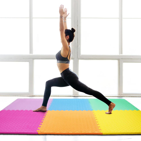 24x24 Inch BalanceFrom EVA Interlocking Foam Exercise Tile Mat Non-Slip Puzzle Flooring for Home Gym, Fitness Studio