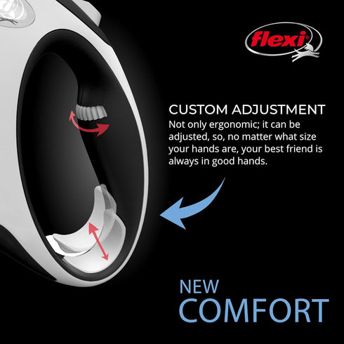 FLEXI New Comfort Retractable Dog Leash (Tape), 16 ft, Small, Grey/Black, for Dogs Up to 33 lbs