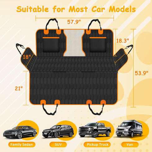 Hammock, Falafa Dog Car Seat Cover for Back Seat, Waterproof Non-Slip Car Seat Cover for Dogs Pets, Car Back Seat