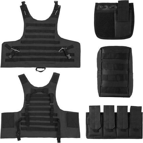Set Tactical Vest for Men - Airsoft Paintball Gear and Equipment(Black)