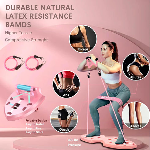 LALAHIGH Portable Home Gym System for Men and Women: Push Up Board, Pilates Bar & 20 Fitness Accessories with