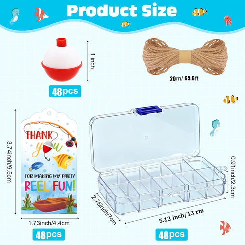 yasuwekik 48 Set 48 48 (48) Fishing Candy Little Tackle Boxes for Birthday Party Favors with Fishing Bobber Thank You