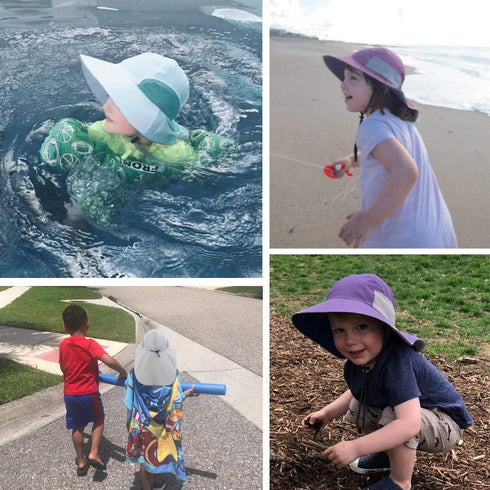 Muryobao Kids Sun Hat Wide Brim UPF50+ Mesh Hats with Neck Flap for Girls and Boys