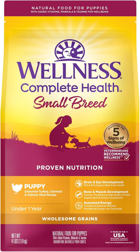 Wellness Complete Health Small Breed Dry Dog Food - 4-Pound Bag - Real Turkey for Dogs Up to 25 lbs.