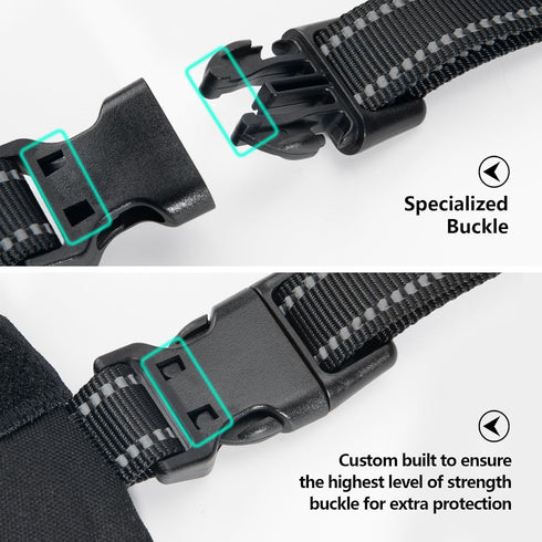 PHOEPET 2019 Upgraded No Pull Dog Harness - Reflective Adjustable Vest with Training Handle & 2 Metal Leash Hooks (M,
