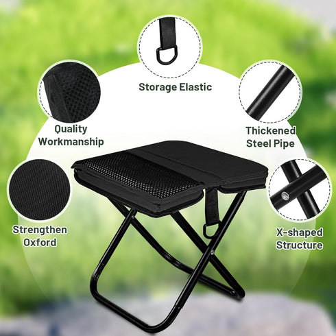 BKLRBRV 1.97" 0.99LB 200LB Ultra-Thin Portable Folding Stool - Slim Fold, Lightweight, Capacity Camping Chair