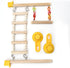 Wood Window Bird Perch Toy with Suction Cup, Climbing Ramp Ladder Platform for Parrots, Budgies, Finches