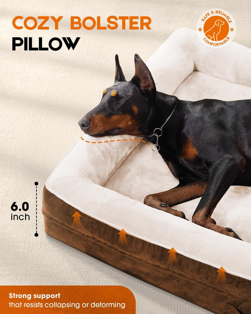 Medium Orthopedic Dog Bed, Egg Foam Couch with Removable Washable Cover, Waterproof Sofa Bed with Non-Slip Bottom,