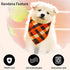 PRITIWEL 2PCS Fall Dog Bandanas Halloween Dog Bandanas Fall Scarf for Boy and Girl Plaid and Stripe Triangle Reversible
