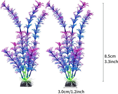 10 Pack Small Artificial Aquarium Plants, 4 Inch Approximate Height, Plastic Blue Fish Tank Decorations