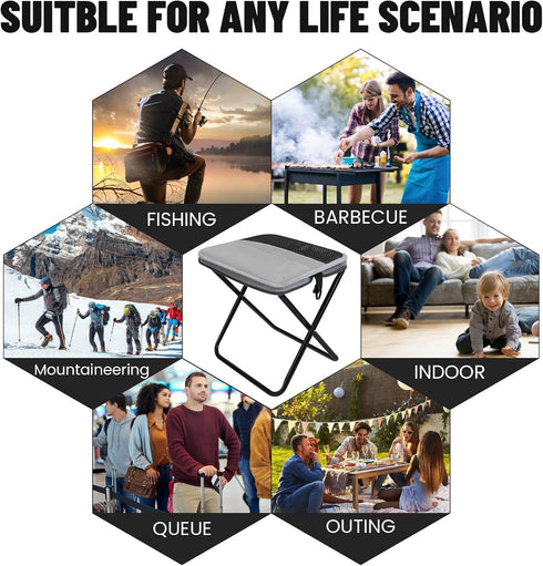 300 LBS Camping StoolPortable Foldable Shoulder Bag Stool Adult Collapsible Chairs for Fishing Outdoor Hiking Load