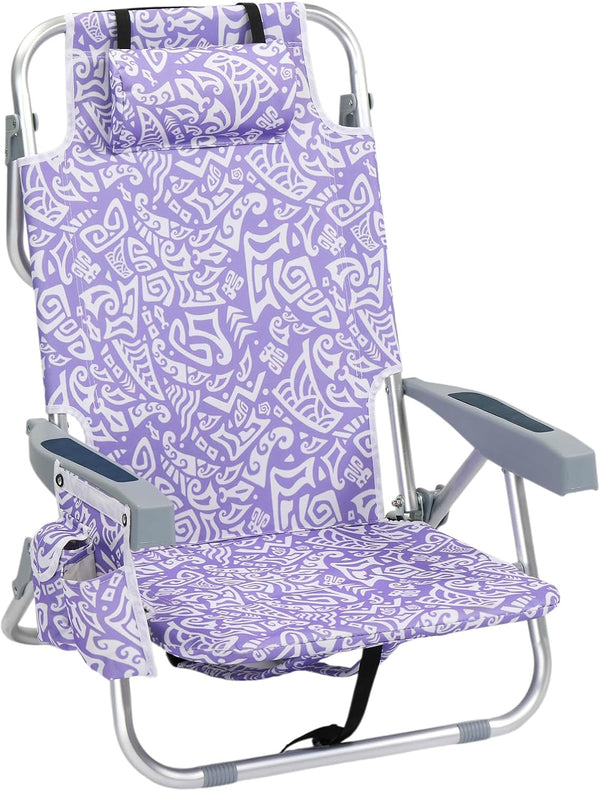 Pinikuyiro Beach Chairs for Adults, Compact Portable Lay Flat Folding Beach Chair with