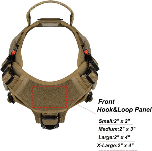 ICEFANG Tactical Dog Harness, Medium Size, 2X Metal Buckle, Working Dog MOLLE Vest with Handle, No Pulling Clip