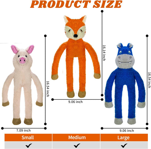 3 Pack No Stuffing Dog Toys Crinkle Squeaky Interactive Plush Dog Toy, not for Aggressive Chewers, to Keep Them