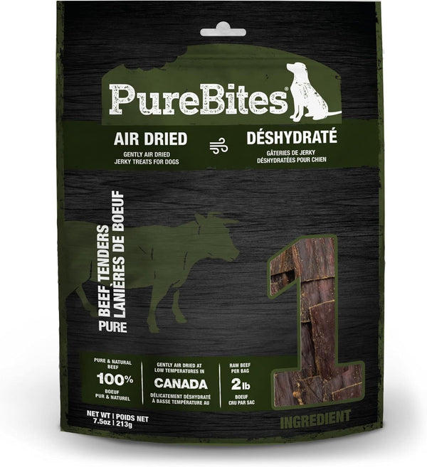 PureBites Beef Jerky Dog Treats, 1 Ingredient, Made in Canada, 7.5oz