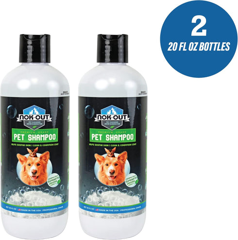 Premium Grade Pet Shampoo for Dogs and Cats, 20 Ounce Bottle, 2-Pack - Veterinary Strength and Odor Eliminator Formula